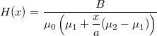 \[H(x)=\dfrac{B}{\mu_0\left( \mu_1+\dfrac{x}{a}(\mu_2-\mu_1) \right)}\]
