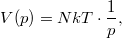 \[V(p) = NkT\cdot\frac{1}{p}, \]