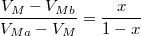 \setbox0\hbox{$\displaystyle \frac{V_{M}-V_{Mb}}{V_{Ma}-V_{M}}=\frac{x}{1-x}$}% \message{//depth:\the\dp0//}% \box0%