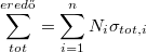 \[ \sum_{tot}^{ered\textrm{ő}} = \sum_{i=1}^{n} N_{i}\sigma_{tot,i} \]