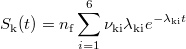 \[ S_\textrm{k}(t) = n_\textrm{f}\sum_{i=1}^6\nu_\textrm{ki}\lambda_\textrm{ki}e^{{-\lambda_\textrm{ki}}t} \]