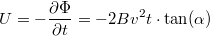 \[U = -\frac{\partial \Phi}{\partial t} = -2 B v^2 t \cdot \tan(\alpha)\]