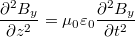 \[ \frac {\partial ^2 B_y}{\partial z^2}  = \mu_0 \varepsilon_0  \frac{\partial ^2 B_y}{\partial t^2} \]