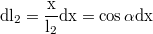 \[\rm dl_2=\frac{x}{l_2}\rm dx=\cos{\alpha}\rm dx\]